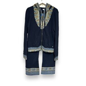 Lucky brand L sweatpant set boho tracksuit zip hoodie sweatshirt hippie flare